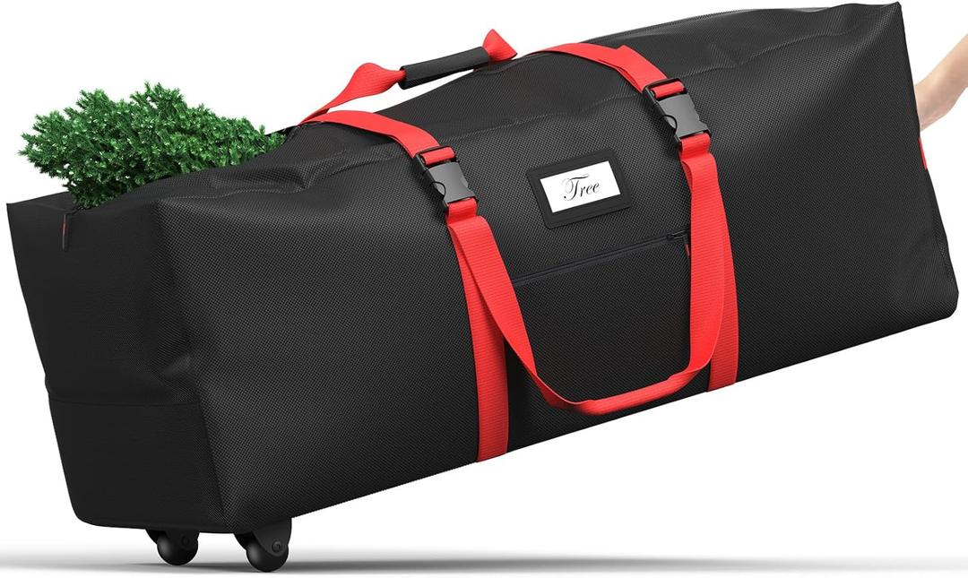 Christmas Tree Storage Bag 9Ft, Large Christmas Tree Storage Container, Waterproof Anti-Tear Heavy-Duty 600D Oxford Cloth Christmas Tree Storage Box 9FT with Handles (Black)