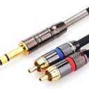 Tisino 1/4 to RCA Cable, Quarter inch TRS to RCA Audio Cable 6.35mm Stereo Jack to Dual RCA Insert Cable Y Splitter Cabl - 5 feet/1.5 Meters