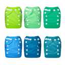 ALVABABY Newborn Cloth Diapers, Reusable for Preemie, 6 Covers with 12 Inserts, for Babies Less Than 12 Pounds (Pure Color 97)