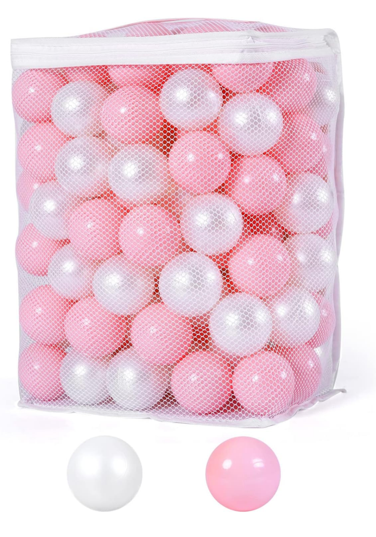 Ball Pit Balls Crawl Balls Crush Proof Plastic Ball for Infant Ball Pit Children's Toy Balls Pearl Ocean Balls, 2.2inches,100Pcs (Pink/Pearl White)