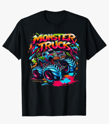 Monster Truck Retro Colorful Graffiti Toddlers Youth Adults T-Shirt.S