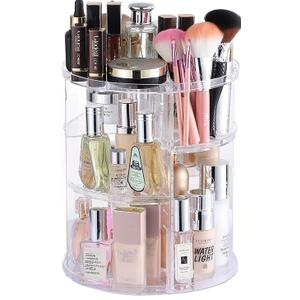 Clear Rotating Makeup Organizer for Vanity,Adjustable Skincare Organizer Countertop,Cosmetic Display Cases for Beauty,Skin Care,Spinning Makeup Stand,Make up Storage Organizer and Perfume organizer