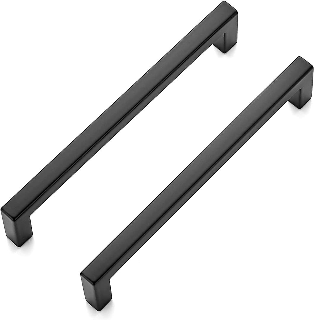 Ravinte 30 Pack Solid 5 Inch Center to Center Slim Square Bar Drawer Handles for Kitchen Cabinet Hardware Matte Black (Flat Black 5" Hole Center)