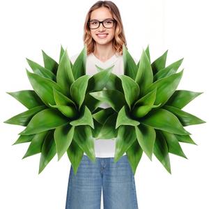 Velener 28 Inch Artificial Agave Plants Outdoor Set, Large Fake Plants Indoor for Home Decor, Realistic UV Resistant Faux Succulents Plants Without Pot, Set of 2 Green*2, 28 Inches