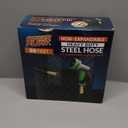 PowerFlow Garden Hose, NON-EXPANDABLE 50 Feet Premium Quality Stainless Steel Metal Water Hose with Durable Fabric Skin, Hose For Commercial, Residential Use, Bonus 10-way Spray Nozzle (50 Ft, Black)