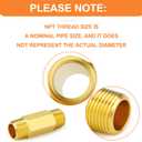 GASHER Brass Long Nipple, 1/2 NPT brass nipple, 2" Length Brass Pipe Fitting(2Pcs)
