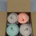 Pandaloo Smoothie Cups for Kids - Stainless Steel Toddler Tumbler with Straw, Sippy Cup for Smoothies - BPA-Free, Toddler Snack Cups, 10 oz (Pack of 4, Creamy Mushroom/Sage/Lime/Peach)