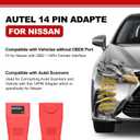 Autel Original OBD2 Female to 14pin Convert Adapter, OBD1 to OBD II Connector for Nissan, Work with Autel Scanner MK808S, MX808S, MK808BT PRO, MK900BT, MK900, MP900BT, Elite II PRO, MSUltra, Ultra S2