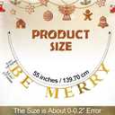 Yerliker Be Merry Brass Finish Metal Garlands Christmas Gold Glitter Banner with Lanyard Xmas Indoor Decoration Vintage Holiday Hanging Decorations for Christmas Fireplace Wall Events Decor, 55" L