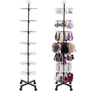 Ripeng 1 Pcs 7-Tier Rotating Retail Display Stand Display Rack for Earring Keychains Jewelry Vendor Events and Stores Movable Adjustable Shop Spinner Black Ornament Holder
