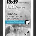 Americanflat 13x19 Picture Frame with Shatter-Resistant Glass - Use as 11x17 Frame with Mat or Display 13x19 Photo Without Mat - Hudson Collection - Wide Picture Frames for Wall Display - Black