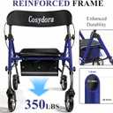 Cosydora Rollator Walkers for Seniors with Seat, 13.6 Lbs Ultra Lightweight Foldable Rolling Walker, 350Lbs Heavy Duty Aluminum, 8" All Terrain Wheels, Dual Adjustable Height, Navy Blue