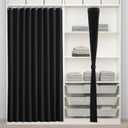 RYB HOME Black Blackout Curtains for Open Closet, Pleated Accordion Style Folding Doors for Room Divider Curtains Thermal Insulated for Doorway Soundproof, W 50 x L 80 in, 1 Panel