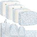 Packing Cubes for Travel - 8 Set Luggage Organizer Bags for Family, Mesh Breathable Packing Cubes for Suitcases Durable Travel Essentials Bags Set (Floral)