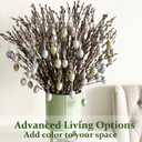Oning 30 Stems Real Dried Pussywillow Preserved Greenery Branches for Vase- Natural Pussywillows with White Flowers, 16''-17'' Snow Willow Branches for Easter Wedding Home Party Hotel Fireplace Decor