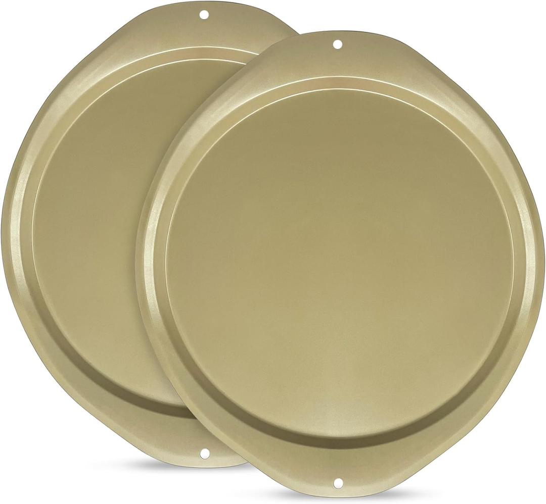 Pizza Pan - 14 Inch Nonstick Pizza Pan for Oven with Widen Handles for Cooking, Baking, and Grilling - Durable, Even Heating, Long-Lasting Kitchen Cookware (2, Golden)