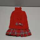 WOYYHO Girl Dog Sweater Dress with Bowtie Turtleneck Small Dogs Sweater with Leash Hole, Knitted Small Dog Sweaters Dress Puppy Winter Clothes for Yorkies Chihuahua, Red (Large (15-22lbs))