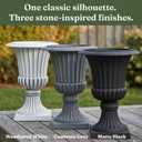 Urn Planters 22", Set of 2, Tall Stone-Resin Pedestal Planters for Outdoor Plants, Large Front Porch Decor, Patio Garden Pots, Outdoor Urns for Entryway, Porch & Deck, Black Plant Pot