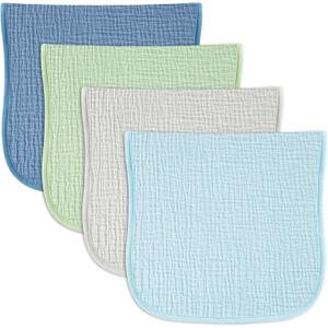 Baby Muslin Burp Cloths 20x10in - Ultra Soft & Absorbent, Neutral Colors, Reusable Burp Cloths for Baby Boys & Girls Newborn Essentials for Drooling & Burping 4Pack(Blue)