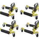 GarveeTech 4 Pcs Car Wheel Dolly with Hydraulic Tire Jack, 1500 LBS Capacity Trailer Dolly for Vehicle Positioning for Truck RV Trailer, Yellow