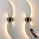 KARTOOSH Battery Operated Wall Sconces Set of Two with Remote Control, Stepless Colors 3000K-6000K & Dimming, LED Black Wireless Wall Light for Living Room, Hallway, Bedroom, 39.3 Inch (2 Pack)
