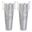 YEENAASY Galvanized Metal Bucket Vases Set of 8, 9 Inch Farmhouse French Flower Buckets Pots with Handles, Rustic Decorative Metal Holder Flower Vase for Home Wedding Table Centerpiece Decor (Silver)