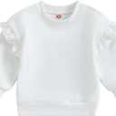 Baby Girl Boy Sweatshirts Toddler Trendy Solid Color Crew Neck Long Sleeve Pullovers Child Loose Top (12-18 Months, White)