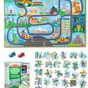 Melissa & Doug Race Around The World Tracks Cardboard Jigsaw Floor Puzzle and Wind-Up Vehicles (48 Pcs) for Preschoolers and Kids Ages 4+ - FSC Certified