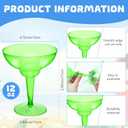 12 Pcs Plastic Margarita Glasses 12 oz Margarita Cups Mexican Theme Party Decorations Martini Glasses Bulk Cocktail Glass for Wedding Mexican Theme Carnivals (Green)