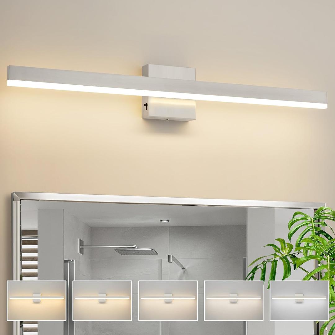 Nickel Bathroom Vanity Light Fixture 31.5'' 26W Dimmable 5CCT LED Hardwired