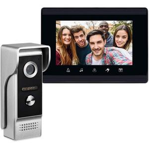 Video Intercom System, 7 Inches Monitor Wired Video Door Phone Doorbell Kits, Indoor Outdoor IR Camera Support Unlock, Monitoring, Dual-Way Intercom for Villa House Office Apartment