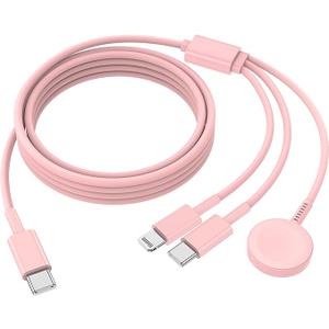 QZIIW Apple Watch Charger,Apple iWatch Magnetic Fast Charger to USB C Cable,3 in 1 Multi Charging Cable 6 FT Compatible with Watch Series Ultra 3/2/SE/11/10/9/8/7/6/5/4/3/2/1,iPhone 17/16/15/14/13/12