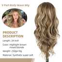 Highlight V Part Wig Long Body Wavy Upgrade U Part Synthetic Hair for Black Women 24Inch Light Blonde With Brown Root Full Head Clip In Hair Glueless Women Wigs (Light Blonde With Brown Root)