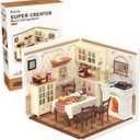 Rolife Super Creator-DIY Plastic Miniature House for Adults, Mini Blocks Model Kit Building Set for Teens 8-12, DIY Crafts/Hobbies/Building Blocks Toys for Teens&Adults (Warm Dining Room)