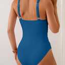 Eomenie Women's One Piece Swimsuit Slimming Tummy Control Bathing Suit Plunging V Neck Color Blocking 2025 Swimwear (Blue, XXL)
