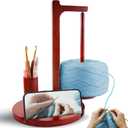 Yarn Holder for Crocheting and Knitting, Wooden Magnetic Yarn Spinner Rotating Holder with Crochet Hooks and Needles, Phone Stand and Storage Organizer, Ideal Gift for Knitting Lovers