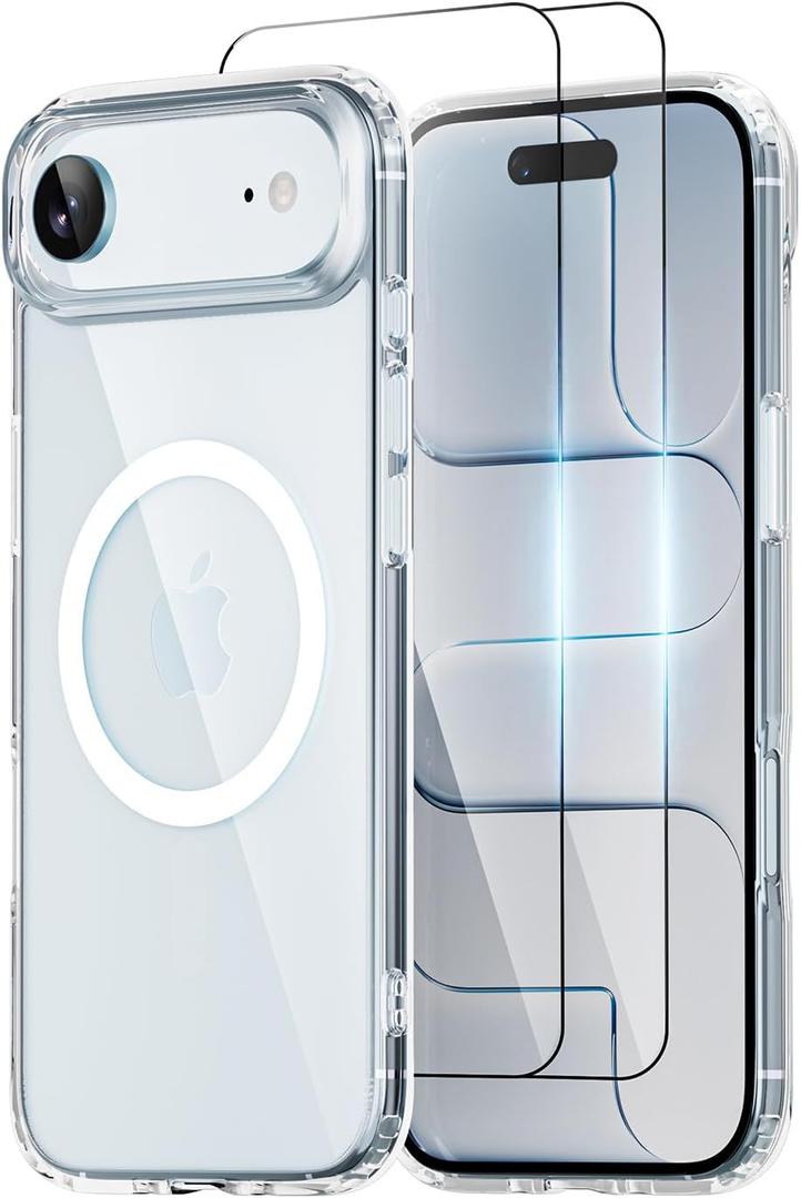 for iPhone Air Case Clear,Compatible with Magsafe,Slim Magnetic Cover + 2X Screen Protector, Shockproof Military Grade, Anti-Yellowing Transparent Protective Case 17 for 6.5 inch