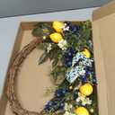 Suncalla 20 Inch Summer Lemon Wreath for Front Door with Artificial Blue Berry Bow Farmhouse Spring Summer Decor for Home Porch Window Wall Wedding Party Indoor and Outdoor