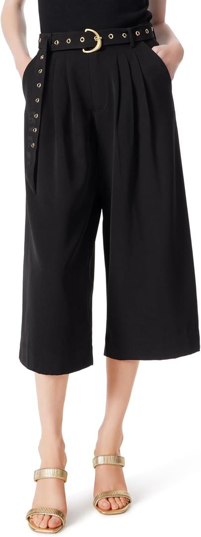 DEE OCLEPPO Women's Mariana Belted Wide Leg Cropped Pant Standard, 16