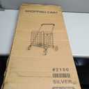 Shopping Cart Grocery Rolling Folding Basket on Wheels Foldable Utility Trolley Compact Lightweight Collapsible 2 Wheel Silver