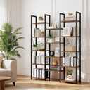 NUMENN Triple Bookshelf, 5-Tier Bookcase with 14 Display Shelves, Vintage