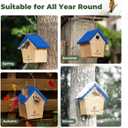 Kingsyard Wooden Wren House with Predator Guard, Bird Nesting for Outdoor, Garden Patio Nest Box Birdhouse for Wild Bird Watching, Royal Blue