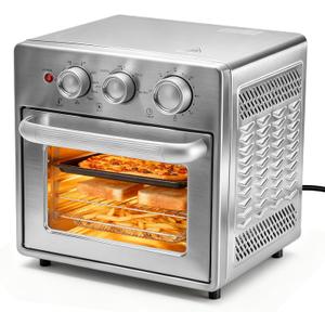 OLIXIS Air Fryer Toaster Oven Combo, 16.9QT Oven Countertop 5 Functions in 1, 4 Accessories Included, Stainless, Up to 450F