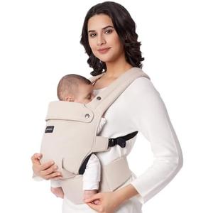 Momcozy Baby Carrier - Ergonomic, Cozy and Lightweight Carrier for 7-44lbs, Effortless to Put On, Ideal for Hands-Free Parenting, Enhanced Lumbar Support, Purehug for Infant to Toddler, Khaki