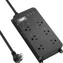 Outdoor Power Strip Weatherproof with USB,Waterproof Surge Protector,3 USB Ports, 6 Outlets,Multi Plug Electrical Outlet for Camping,Garden,Home Office Patio Porch,etc,15FT Cord,Flat Plug