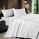 Shilucheng 4 Piece Queen Sheet Sets, Cooling Sheets, Blend Rayon Derived from Bamboo, Deep Pocket Up to 16", Breathable & Soft Bed Sheets, Hotel Silky Bedding Set, White