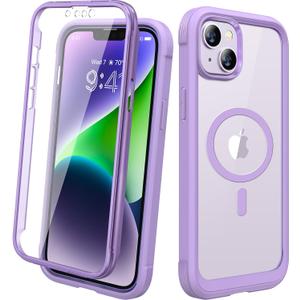 Diaclara Magnetic Designed for iPhone 14 Case, Compatible with MagSafe Built-in Touch Sensitive Anti-Scratch Screen Protector, with Camera Lens Protector for iPhone 14 6.1" (Peri Purple)