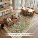 RELEANY Area Rugs 6'x9' Washable Non-Slip, Floral Vintage Distress Print Pattern Medallion Carpet for Living Room Bedroom Dining Room, Brick Red Rust Neutral Brown Burnt Orange Green
