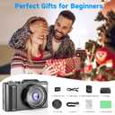 5K Digital Camera with SD Card 32GB, Vlogging Video Camera for Photography, 3'' 180 Flip Screen Travel Cameras Portable Instand Compact Camera for Beginner Teens Waterproof 18X Zoom (Black)