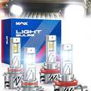 KAX 2025 10X Brightener 9005 H11 Led Bulbs Combo for Car Owners, 100000Lm HB3 H9 for Drivers at Night, H11 During Bad Weather, HB3 H8 1:1 Real Size, 100000 Hours Lifespan, 99% Fit Vehicles, 4 Pack